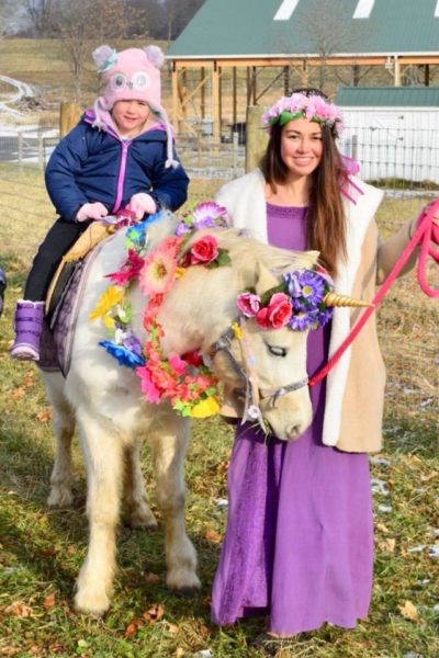 unicorn with princess and girl